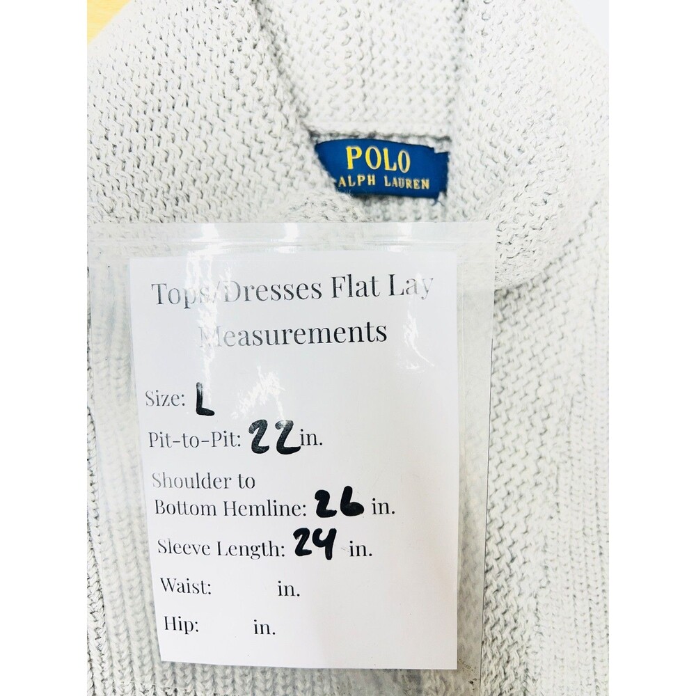 Polo Ralph Lauren Cotton Chunky Knit Shawl Collar Cardigan Gray Men’s Sz L - Picture 9 of 9